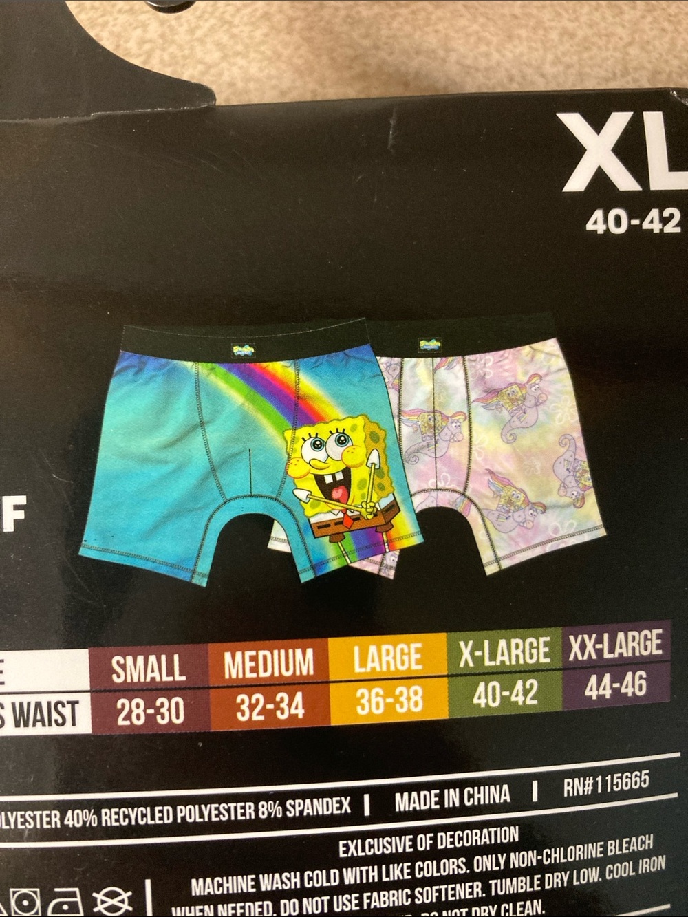 SpongeBob Squarepants Turquoise Boxer Briefs 2-Pack - Picture 4 of 5